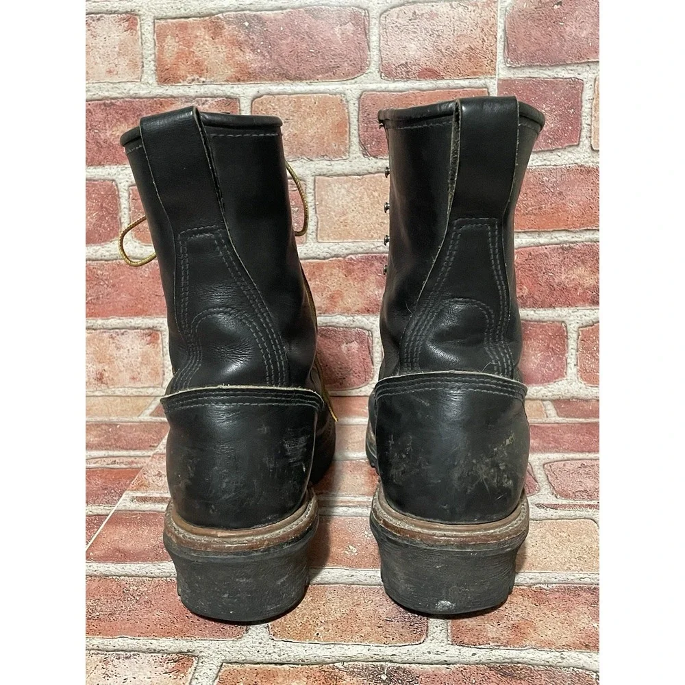 Red Wing 699 Wildland Fire Fighter Logger Black Leather Boots Men's Size 8.5C